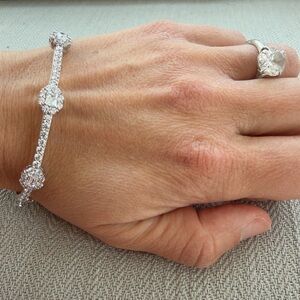 925 Silver CZ Bangle Bracelet with Sparkling Diamonds 💎 NWT Stacking Chic